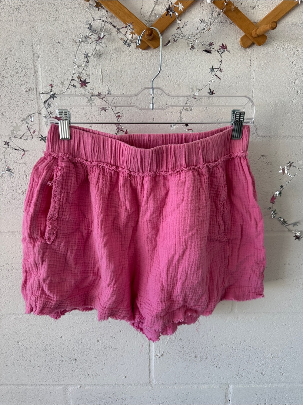Pink 100% Cotton Elastic-Waist Women’s Shorts